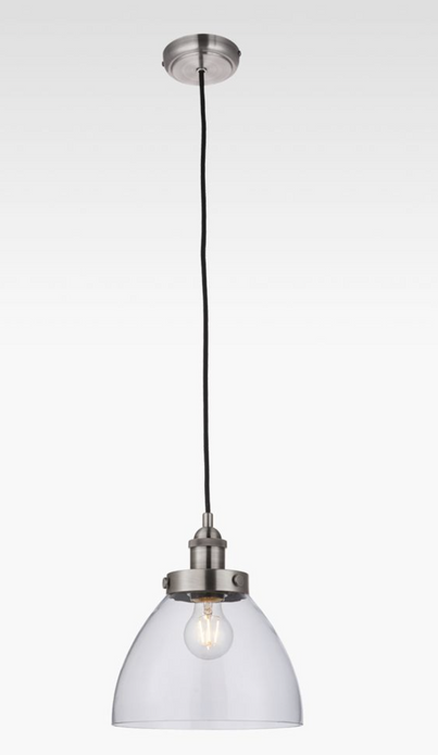 Bay Lighting Carter Ceiling Light -  Matt Nickel and Glass - Drop 40-127cm