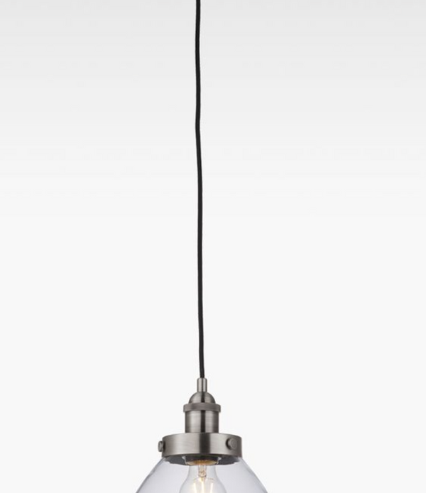 Bay Lighting Carter Ceiling Light -  Matt Nickel and Glass - Drop 40-127cm