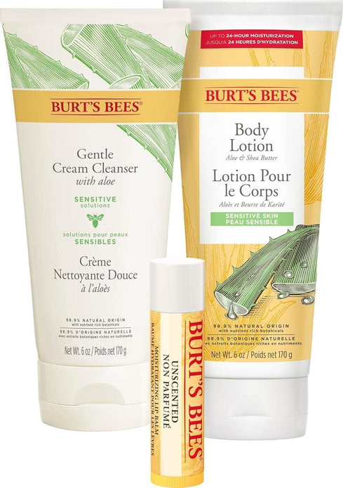 Burt's Bees Gift Set Lip Balm, Lotion & Face Cleanser - Pampering Trio