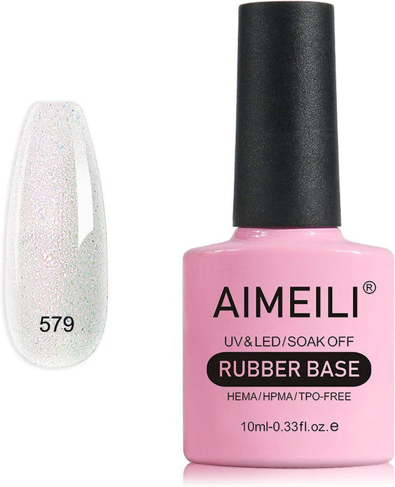 AIMEILI 5 in 1 Rubber Base Gel For Nails, Sheer Color Polish UV LED Soak Off 579