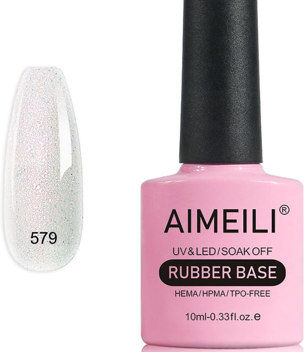 AIMEILI 5 in 1 Rubber Base Gel For Nails, Sheer Color Polish UV LED Soak Off 579