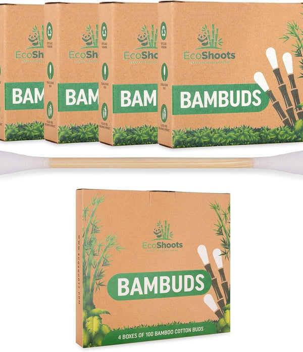 Bamboo Cotton Buds - 400 Organic Cotton Wool Buds Q Tips - Biodegradable