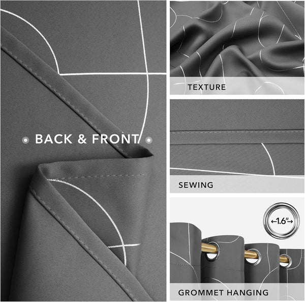 Blackout Curtains Bedroom Super Soft Curtains Living Room 46 x 54 Inch - Grey