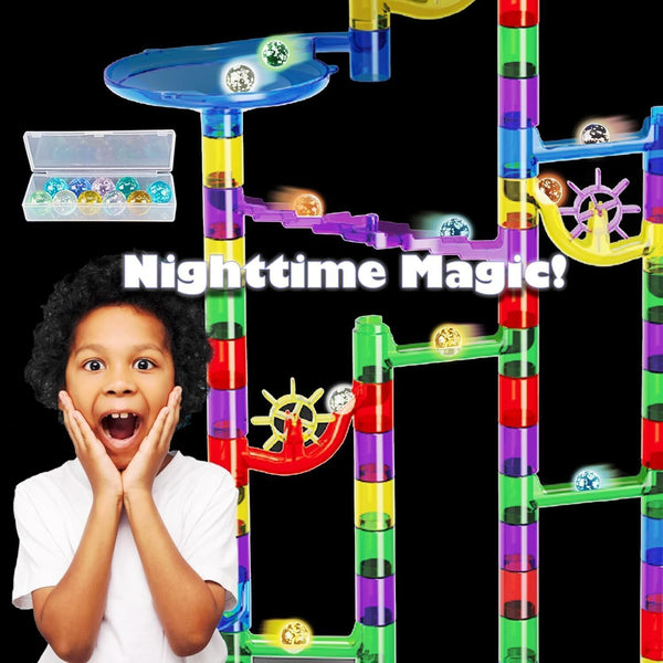 90pc Luminous Marble Run STEM Set Ages 4-7 Noctilucent Marbles