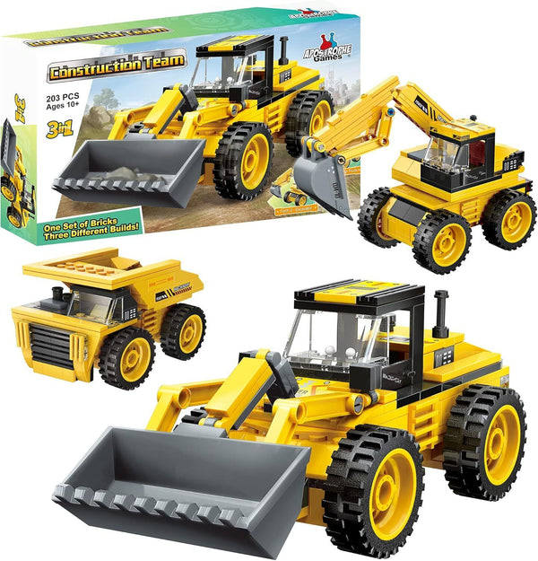 Apostrophe Games 3-in-1 Building Blocks Set (203 Pieces) - Build Loader.