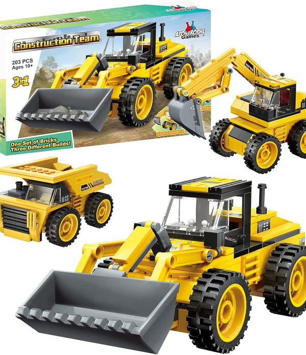 Apostrophe Games 3-in-1 Building Blocks Set (203 Pieces) - Build Loader.