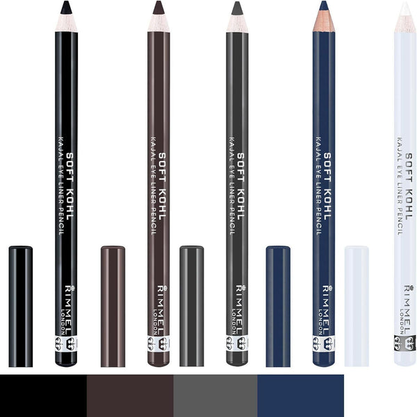 Rimmel London Soft Kohl Smudge-proof Eyeliner Pencil Jet Black Pack of 15