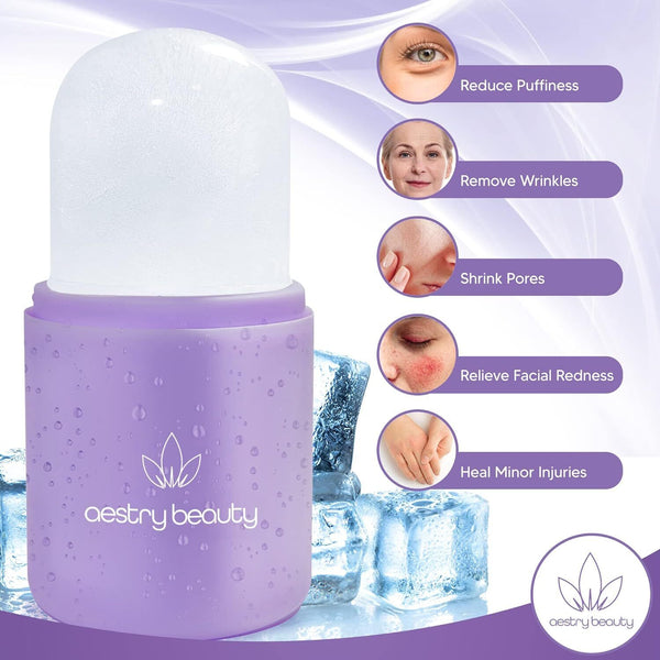 Aestry Beauty Ice Roller - Reusable Facial Treatment for Face & Eyes, Purple