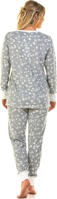 Wysteria Lane Heather Grey XL Animal Print Cotton Pyjama Set