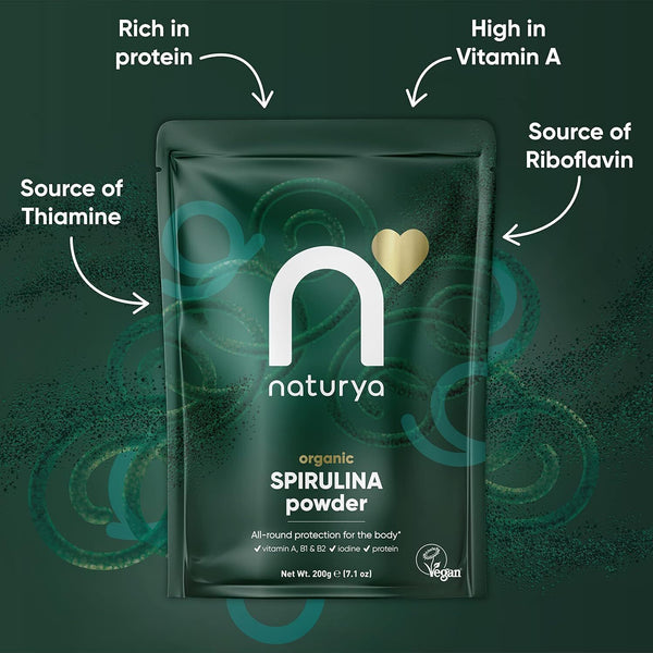 Naturya Organic Spirulina Powder - 100g, Nutrient-Rich Superfood Supplement