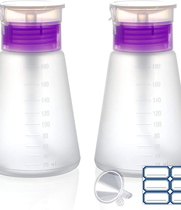 XILAZAB 2/3 Pack Acetone Bottle Push Down Pump Dispenser Lockable (2 x180ml Purp