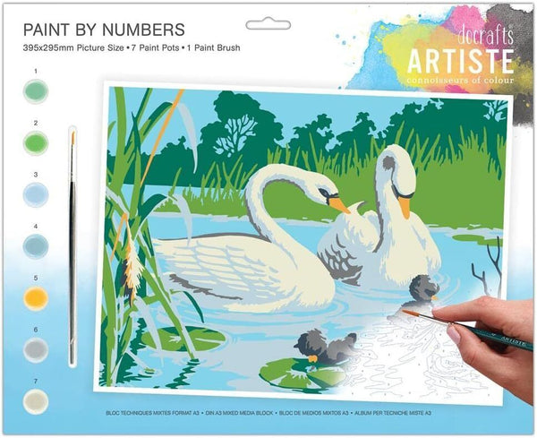 Painting by Numbers Kit 39.5x39.5 DPCRAFT SWANS