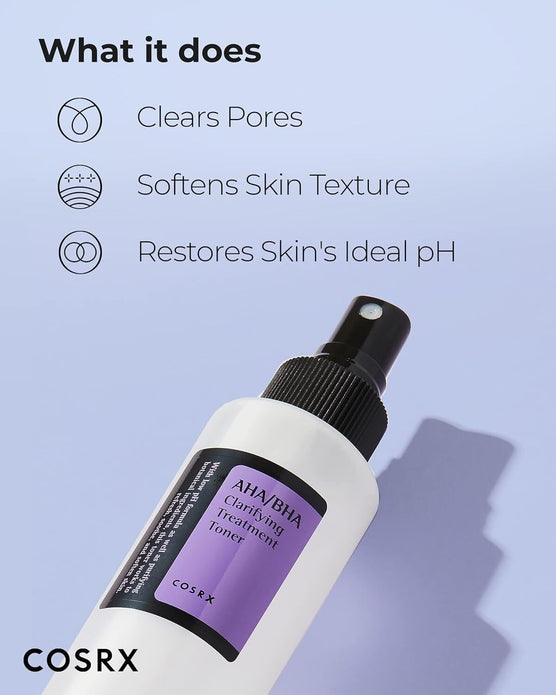 COSRX AHA/BHA Exfoliating Facial Treatment Toner Essence Whiteheads Pores 