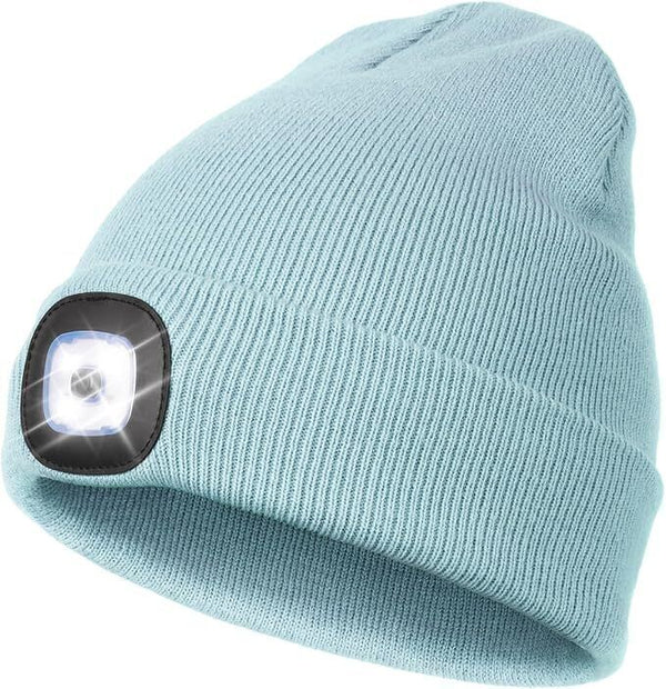 WMCaps LED Beanie (Rechargeable), Bright Blue, Hands-Free Head Torch