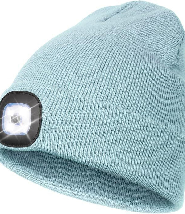 WMCaps LED Beanie (Rechargeable), Bright Blue, Hands-Free Head Torch