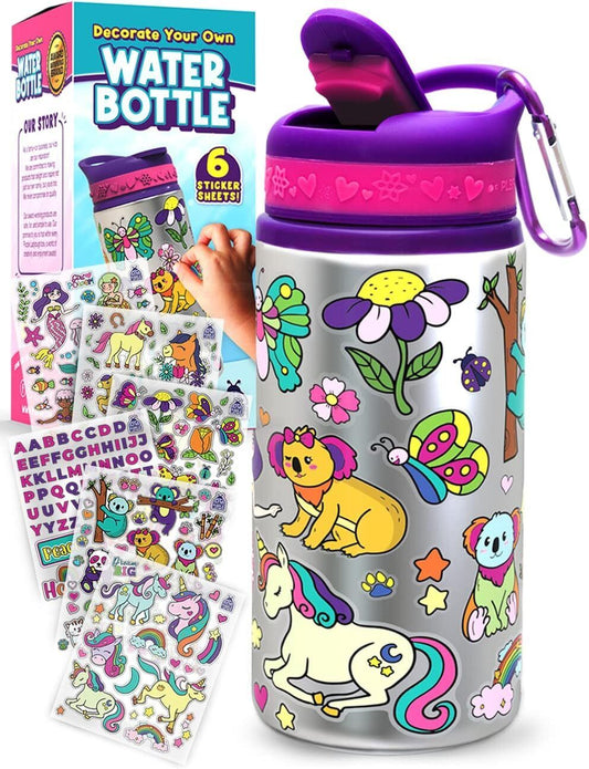 Purple Ladybug Design Your Own Water Bottle - BPA Free, Stickers