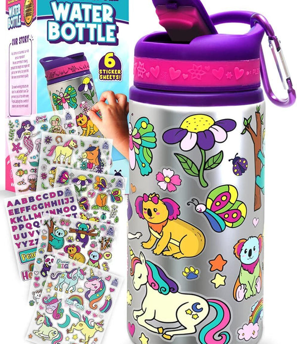 Purple Ladybug Design Your Own Water Bottle - BPA Free, Stickers