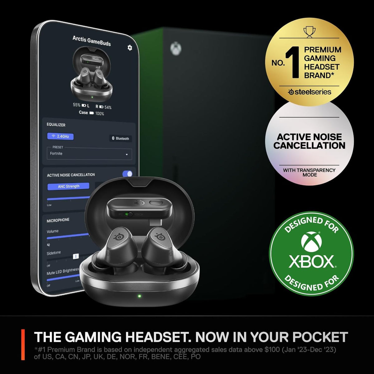SteelSeries 61707 Arctis Wireless Noise Cancelling GameBuds for Xbox/PS5/PS4