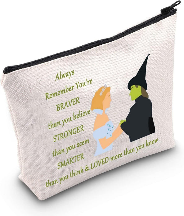 LEVLO Elphaba & Glinda Makeup Bag Musical Theatre Lover Gift Zipper Pouch