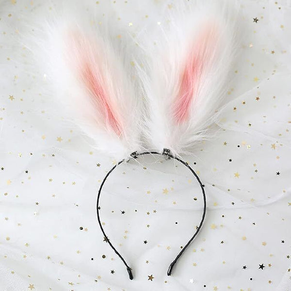 Fxaelian Cosplay Rabbit Bunny Ears Hair Clips, Headband, Pink