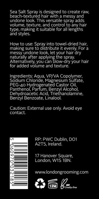 The London Grooming Company Sea Salt Spray For Hair Men Firm All-Day Hold 