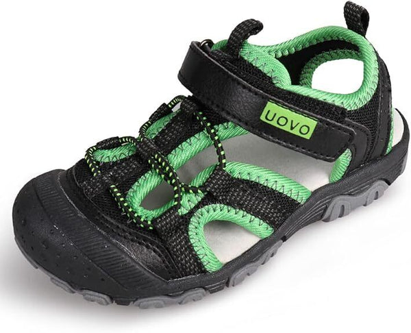 UOVO Boys Sandals, Closed Toe Hiking Shoes, Black & Green, Size 10 UK