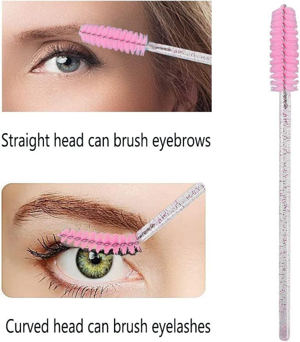 XPP 100pcs Disposable Eyelash Brushes  Crystal Pink Makeup Tools