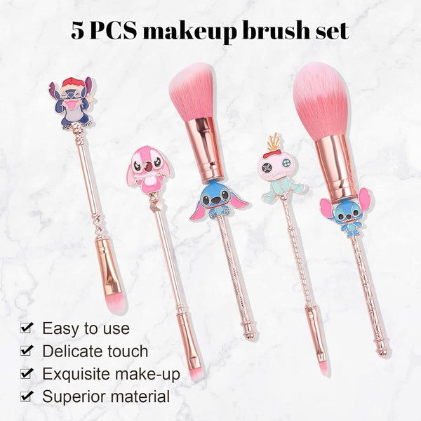 5pc Lilo & Stitch Makeup Brush Set  Kawaii Brushes for Powder, Eyes, Blush