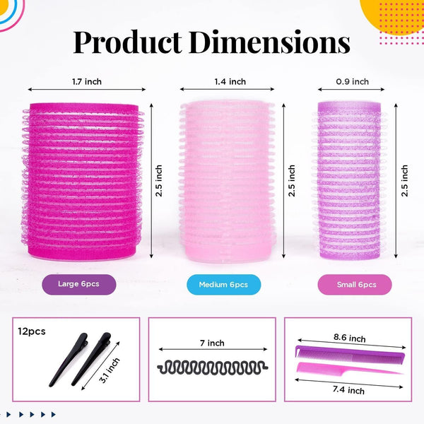 FROZZKY 37-Piece Hair Rollers Set for Long Hair, Curlers, Clips & Combs