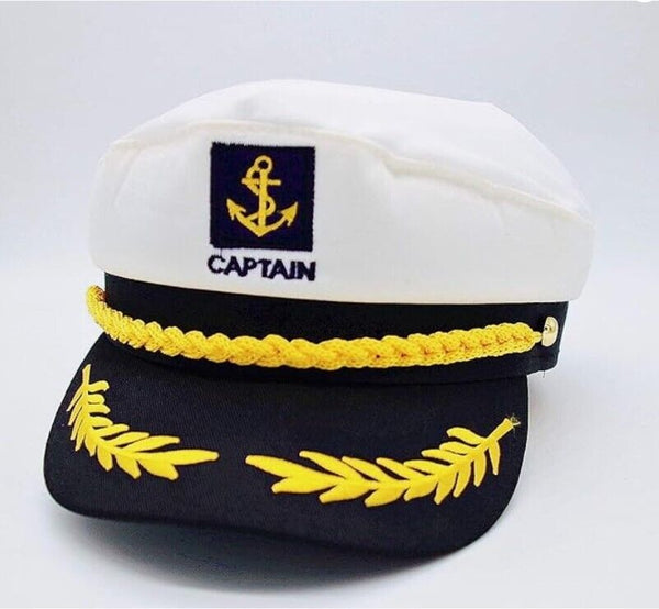 Captain Yacht Hat Adjustable Snapback & Gold Embroidery Anchor Skippers Cap 