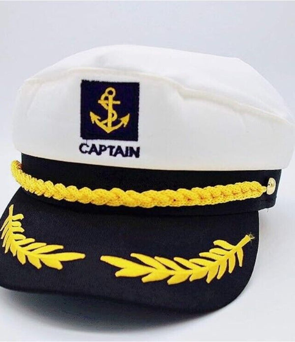 Captain Yacht Hat Adjustable Snapback & Gold Embroidery Anchor Skippers Cap 