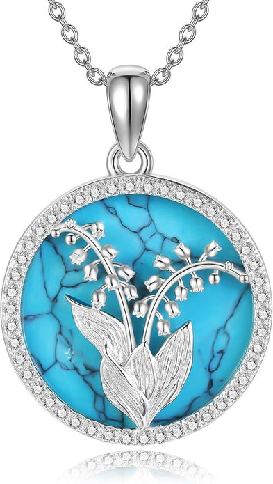 ONEFINITY 925 Sterling Silver Lily of the Valley Pendant Necklace