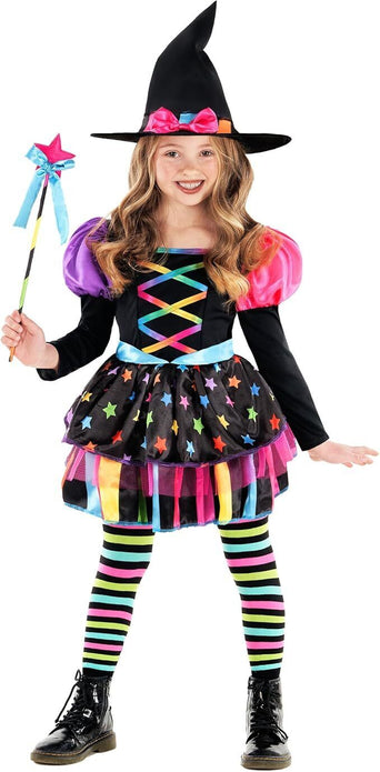 Rainbow Girls Witch Scary Costume Rainbow Halloween Small 4-6years