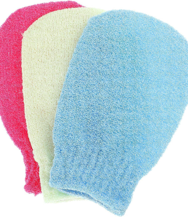 WLLHYF 3 Pairs Korean Exfoliating Gloves - Double Sided Body Scrub Mitts