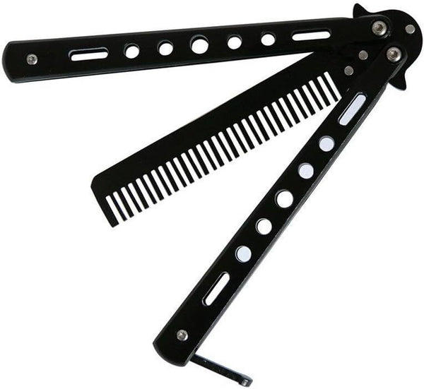 Delicate Stainless Steel Folding Training Butterfly Practice Style Comb (Black)