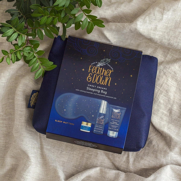 Feather & Down Sleeping Bag Gift Set - Eye Mask, Sleep Balm, Pillow Spray