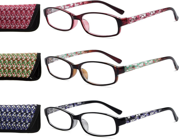 Eyekepper 3-Pack Women’s Reading Glasses with Case – Stylish