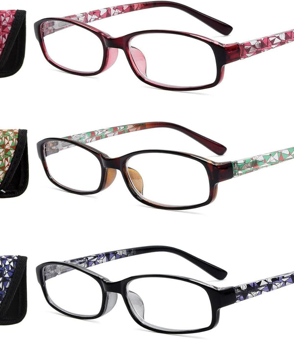 Eyekepper 3-Pack Women’s Reading Glasses with Case – Stylish