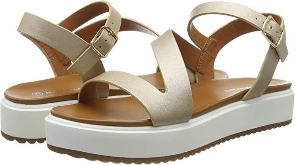 Maria Mare Summer Sandals Women's UK 40 - Size 7 Gold Straps White Platform Sole