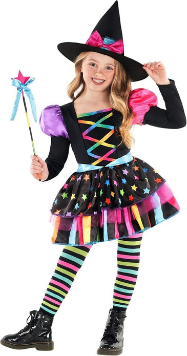 Rainbow Girls Witch Scary Costume Rainbow Halloween Small 4-6years