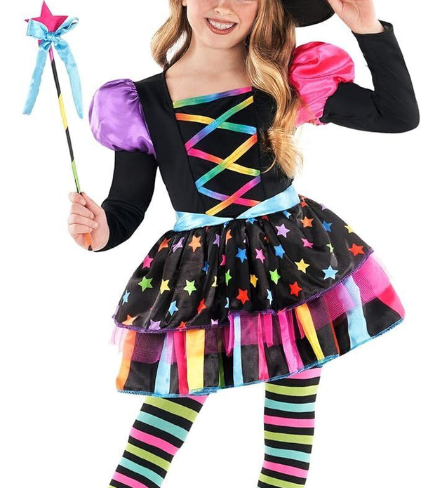 Rainbow Girls Witch Scary Costume Rainbow Halloween Small 4-6years