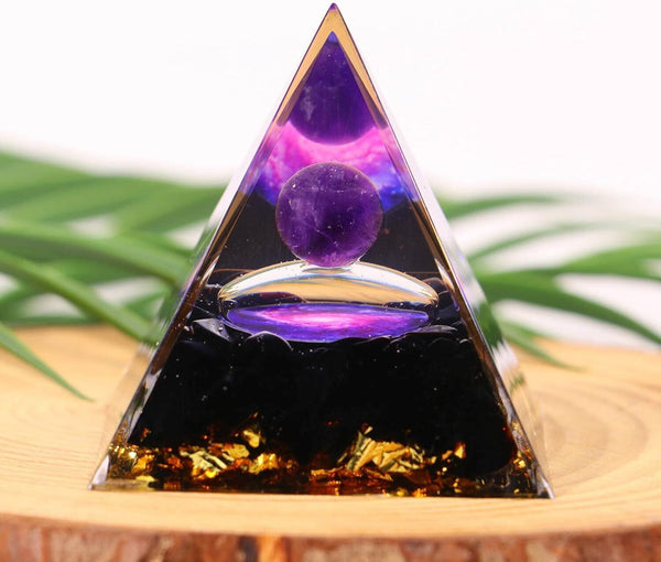 Divani Amethyst Orgone Pyramid 5cm, Reiki Healing Crystal Energy Tower