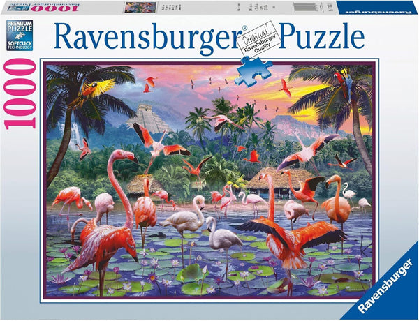 Ravensburger 1000pc Jigsaw Puzzle Pink Flamingoes Adult Kid Brain Teaser Fun Gif