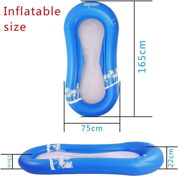 Pekelin Inflatable Pool Hammock - 165x75cm Blue Floating Lounge