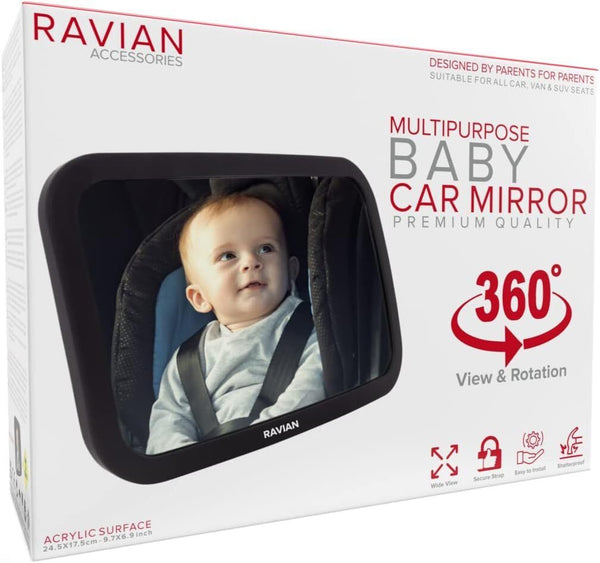 Baby Car Mirror for Back Seat Safest Newborn Essentials with Rear View - 2-Pack