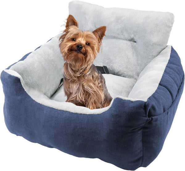 URGVANZ Portable Dog Car Seat - Blue, Travel Bed for Small Dogs