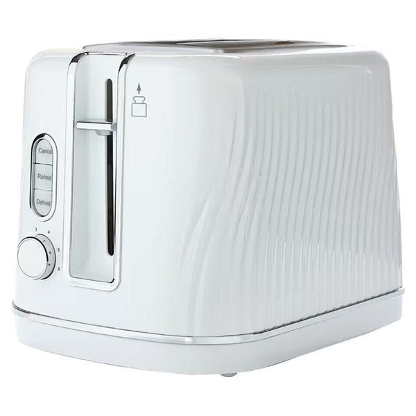 Tesco Textured Plastic 2-Slice Toaster, Adjustable Settings, White
