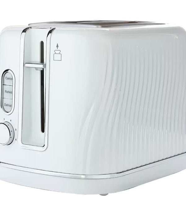 Tesco Textured Plastic 2-Slice Toaster, Adjustable Settings, White