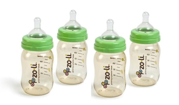 Zoli Baby 10 Oz Wide Mouth Bottle - 4 Pack Anti Colic- Bpa & phthalate free