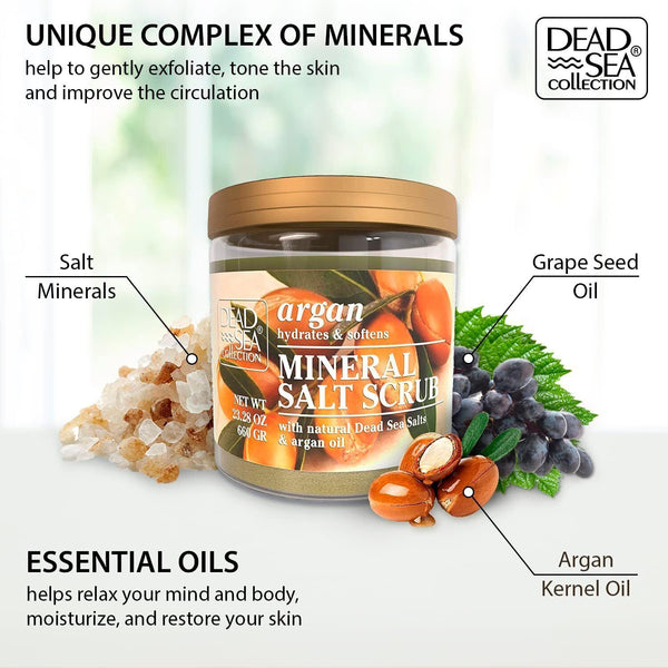 Dead Sea Collection Argan Salt Body Scrub 660g - Mineral-Rich Skincare